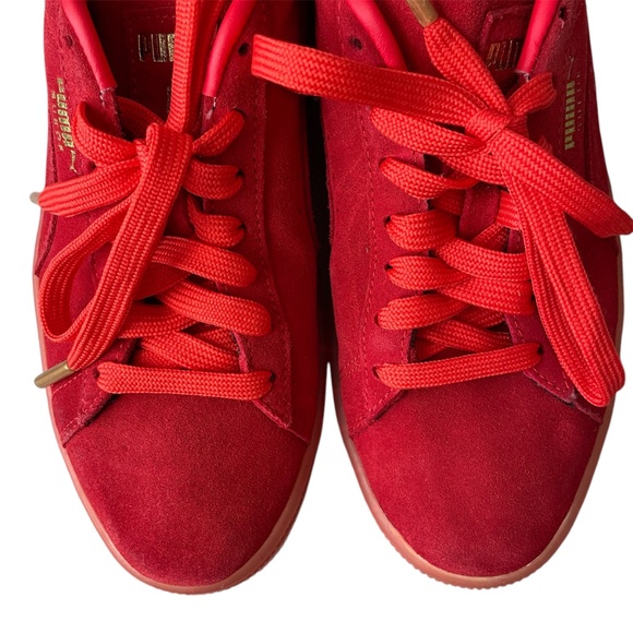 Puma x Haribo Suede Big Kid's Sz 6.5 C Red Gold Casual Athletic Stylish Sneakers - Picture 3 of 11